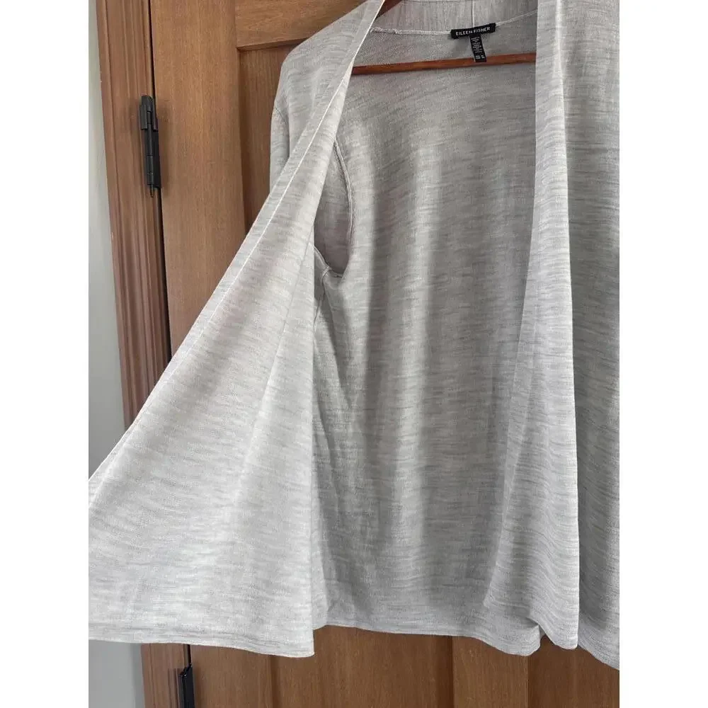 Eileen Fisher 100% Fine Merino Wool Open Front Cardigan Sweater Grey Women’s XL - Picture 11 of 13